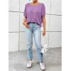 imageWomens Backless Twist Knot T Shirt Oversized Solid Short Sleeve Tees Open Back Asymmetrical Hem Casual TopsMauve Purple