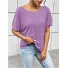 imageWomens Backless Twist Knot T Shirt Oversized Solid Short Sleeve Tees Open Back Asymmetrical Hem Casual TopsMauve Purple