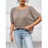 imageWomens Backless Twist Knot T Shirt Oversized Solid Short Sleeve Tees Open Back Asymmetrical Hem Casual TopsMocha Brown
