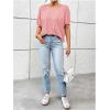 imageWomens Backless Twist Knot T Shirt Oversized Solid Short Sleeve Tees Open Back Asymmetrical Hem Casual TopsPink