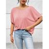 imageWomens Backless Twist Knot T Shirt Oversized Solid Short Sleeve Tees Open Back Asymmetrical Hem Casual TopsPink