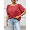 imageWomens Backless Twist Knot T Shirt Oversized Solid Short Sleeve Tees Open Back Asymmetrical Hem Casual TopsRed