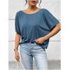 imageWomens Backless Twist Knot T Shirt Oversized Solid Short Sleeve Tees Open Back Asymmetrical Hem Casual TopsSolid Blue