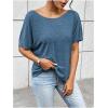 imageWomens Backless Twist Knot T Shirt Oversized Solid Short Sleeve Tees Open Back Asymmetrical Hem Casual TopsSolid Blue