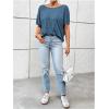 imageWomens Backless Twist Knot T Shirt Oversized Solid Short Sleeve Tees Open Back Asymmetrical Hem Casual TopsSolid Blue