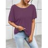 imageWomens Backless Twist Knot T Shirt Oversized Solid Short Sleeve Tees Open Back Asymmetrical Hem Casual TopsViolet Purple