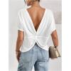 imageWomens Backless Twist Knot T Shirt Oversized Solid Short Sleeve Tees Open Back Asymmetrical Hem Casual TopsWhite