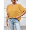 imageWomens Backless Twist Knot T Shirt Oversized Solid Short Sleeve Tees Open Back Asymmetrical Hem Casual TopsYellow