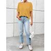 imageWomens Backless Twist Knot T Shirt Oversized Solid Short Sleeve Tees Open Back Asymmetrical Hem Casual TopsYellow