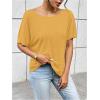 imageWomens Backless Twist Knot T Shirt Oversized Solid Short Sleeve Tees Open Back Asymmetrical Hem Casual TopsYellow