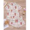 imageWomens Bow Pajamas Sets Short Sleeve Button Down Pajamas Y2k Preppy Cute PJ Set SleepwearBear White