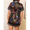 imageWomens Bow Pajamas Sets Short Sleeve Button Down Pajamas Y2k Preppy Cute PJ Set SleepwearBlack Patterned