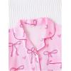 imageWomens Bow Pajamas Sets Short Sleeve Button Down Pajamas Y2k Preppy Cute PJ Set SleepwearBow Pink