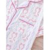 imageWomens Bow Pajamas Sets Short Sleeve Button Down Pajamas Y2k Preppy Cute PJ Set SleepwearBow White