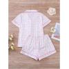 imageWomens Bow Pajamas Sets Short Sleeve Button Down Pajamas Y2k Preppy Cute PJ Set SleepwearBow White