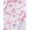 imageWomens Bow Pajamas Sets Short Sleeve Button Down Pajamas Y2k Preppy Cute PJ Set SleepwearFloral Pink