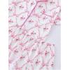 imageWomens Bow Pajamas Sets Short Sleeve Button Down Pajamas Y2k Preppy Cute PJ Set SleepwearFloral Pink