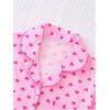 imageWomens Bow Pajamas Sets Short Sleeve Button Down Pajamas Y2k Preppy Cute PJ Set SleepwearHeart Pink