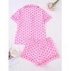 imageWomens Bow Pajamas Sets Short Sleeve Button Down Pajamas Y2k Preppy Cute PJ Set SleepwearHeart Pink