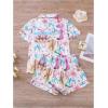 imageWomens Bow Pajamas Sets Short Sleeve Button Down Pajamas Y2k Preppy Cute PJ Set SleepwearMulticolor