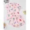 imageWomens Bow Pajamas Sets Short Sleeve Button Down Pajamas Y2k Preppy Cute PJ Set SleepwearPink Cartoon