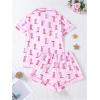 imageWomens Bow Pajamas Sets Short Sleeve Button Down Pajamas Y2k Preppy Cute PJ Set SleepwearPink Graphic