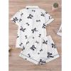 imageWomens Bow Pajamas Sets Short Sleeve Button Down Pajamas Y2k Preppy Cute PJ Set SleepwearWhite Black