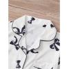 imageWomens Bow Pajamas Sets Short Sleeve Button Down Pajamas Y2k Preppy Cute PJ Set SleepwearWhite Black