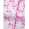 imageWomens Bow Pajamas Sets Short Sleeve Button Down Pajamas Y2k Preppy Cute PJ Set SleepwearWhite and Pink