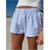 imageWomens Boxer Shorts Striped Straight Leg Low Rise Baggy Shorts Lounge Pajama Bottoms ShortsBlue and White