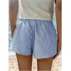 imageWomens Boxer Shorts Striped Straight Leg Low Rise Baggy Shorts Lounge Pajama Bottoms ShortsBlue and White