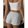 imageWomens Boxer Shorts Striped Straight Leg Low Rise Baggy Shorts Lounge Pajama Bottoms ShortsGrey