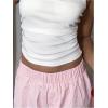 imageWomens Boxer Shorts Striped Straight Leg Low Rise Baggy Shorts Lounge Pajama Bottoms ShortsPink
