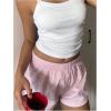 imageWomens Boxer Shorts Striped Straight Leg Low Rise Baggy Shorts Lounge Pajama Bottoms ShortsPink