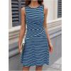 imageWomens Casual Summer Dresses 2025 Striped High Waisted Crewneck Sleeveless A Line Mini Tank DressBlue and White