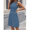 imageWomens Casual Summer Dresses 2025 Striped High Waisted Crewneck Sleeveless A Line Mini Tank DressBlue and White