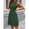 imageWomens Casual Summer Dresses 2025 Striped High Waisted Crewneck Sleeveless A Line Mini Tank DressGreen Black Striped