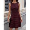 imageWomens Casual Summer Dresses 2025 Striped High Waisted Crewneck Sleeveless A Line Mini Tank DressRed