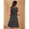 imageWomens Casual Summer Dresses 2025 Striped High Waisted Crewneck Sleeveless A Line Mini Tank DressStriped Black