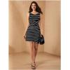 imageWomens Casual Summer Dresses 2025 Striped High Waisted Crewneck Sleeveless A Line Mini Tank DressStriped Black
