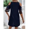 imageWomens Cold Shoulder Half Sleeve Mini Dress Summer V Neck Sheer Mesh Short DressBlue