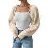 imageWomens Cropped Cardigan Sweaters Long Sleeve Open Front Bolero Shrugs Casual Knit TopsApricot Plain