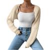 imageWomens Cropped Cardigan Sweaters Long Sleeve Open Front Bolero Shrugs Casual Knit TopsApricot Plain