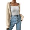 imageWomens Cropped Cardigan Sweaters Long Sleeve Open Front Bolero Shrugs Casual Knit TopsApricot Plain