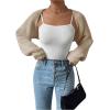 imageWomens Cropped Cardigan Sweaters Long Sleeve Open Front Bolero Shrugs Casual Knit TopsBeige