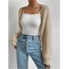 imageWomens Cropped Cardigan Sweaters Long Sleeve Open Front Bolero Shrugs Casual Knit TopsBeige