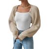 imageWomens Cropped Cardigan Sweaters Long Sleeve Open Front Bolero Shrugs Casual Knit TopsBeige