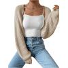 imageWomens Cropped Cardigan Sweaters Long Sleeve Open Front Bolero Shrugs Casual Knit TopsBeige