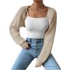 imageWomens Cropped Cardigan Sweaters Long Sleeve Open Front Bolero Shrugs Casual Knit TopsBeige
