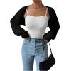 imageWomens Cropped Cardigan Sweaters Long Sleeve Open Front Bolero Shrugs Casual Knit TopsBlack